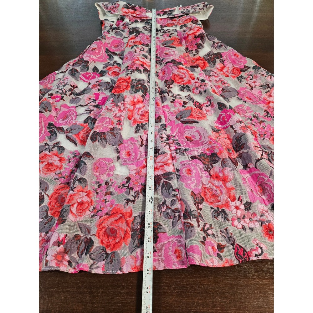 Adrianna Papell Dress Size 6 Floral Sheer Jacquard Off Shoulder Pink Multi - Picture 15 of 15
